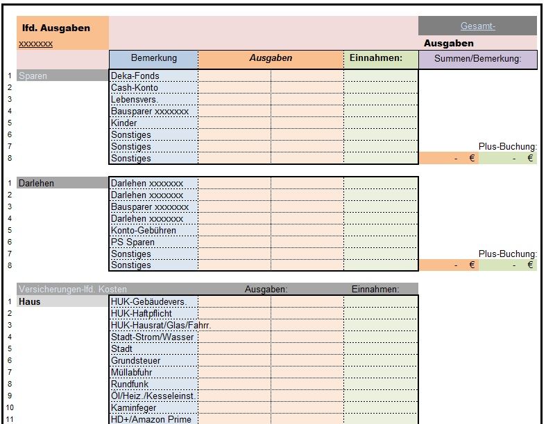 Kontoplanung mit Excel